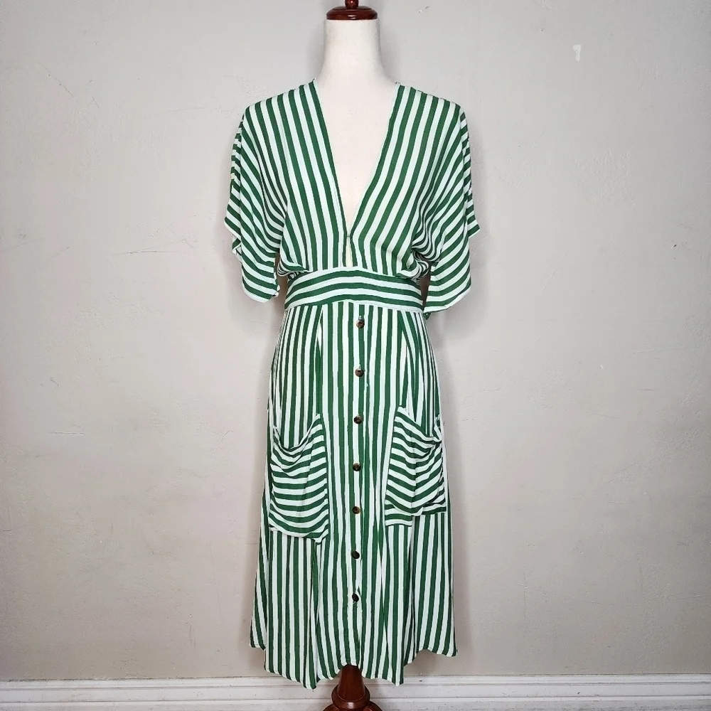 NWT Faithfull The Brand Milan Midi‎ Striped Dress Size Medium - Picture 8 of 14